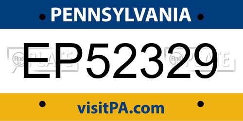 EP52329 Pennsylvania License Plate