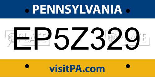 EP5Z329 Pennsylvania License Plate