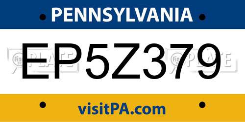 EP5Z379 Pennsylvania License Plate