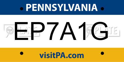 EP7A1G Pennsylvania License Plate