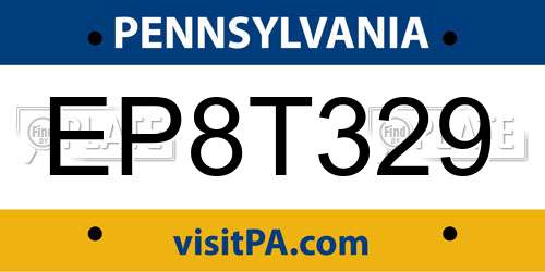 EP8T329 Pennsylvania License Plate