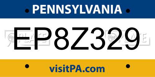 EP8Z329 Pennsylvania License Plate