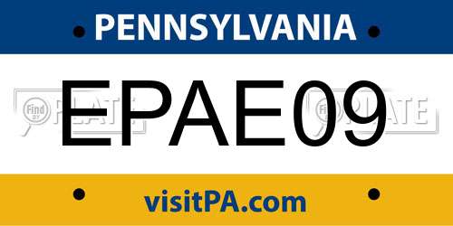 EPAE09 Pennsylvania License Plate