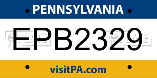 EPB2329 Pennsylvania License Plate