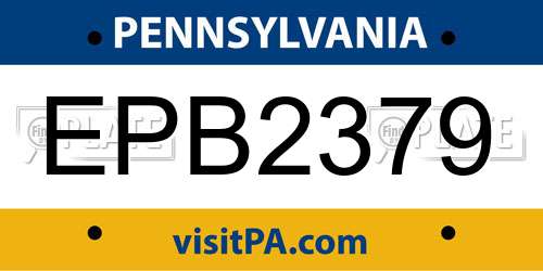 EPB2379 Pennsylvania License Plate