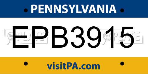 EPB3915 Pennsylvania License Plate