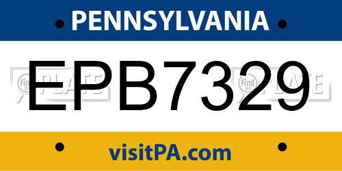 EPB7329 Pennsylvania License Plate