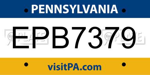 EPB7379 Pennsylvania License Plate