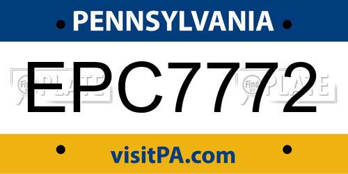 EPC7772 Pennsylvania License Plate