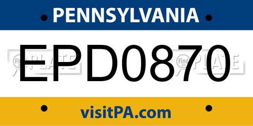 EPD0870 Pennsylvania License Plate