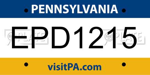 EPD1215 Pennsylvania License Plate