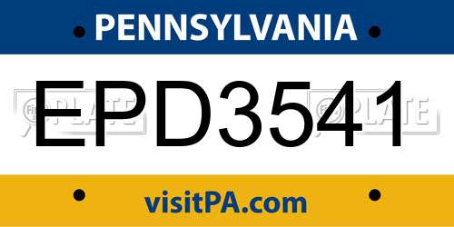 EPD3541 Pennsylvania License Plate