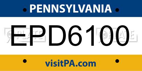 EPD6100 Pennsylvania License Plate