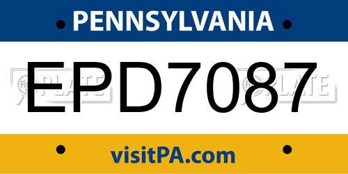 EPD7087 Pennsylvania License Plate