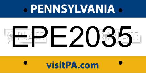 EPE2035 Pennsylvania License Plate