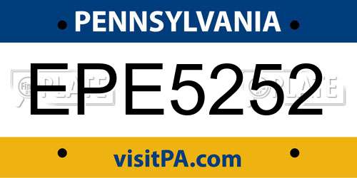 EPE5252 Pennsylvania License Plate