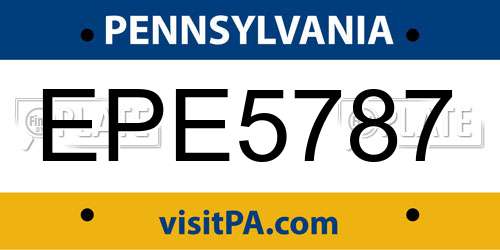 EPE5787 Pennsylvania License Plate