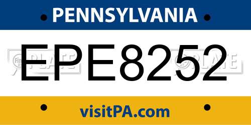 EPE8252 Pennsylvania License Plate