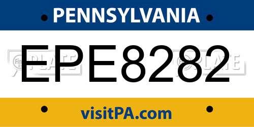 EPE8282 Pennsylvania License Plate