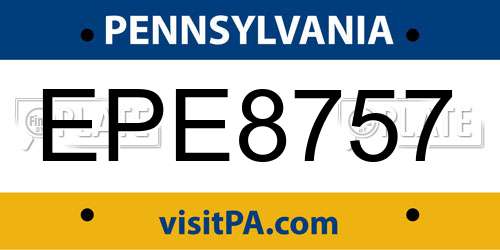 EPE8757 Pennsylvania License Plate