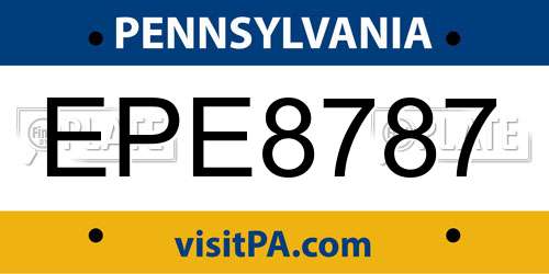 EPE8787 Pennsylvania License Plate