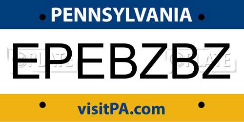 EPEBZBZ Pennsylvania License Plate