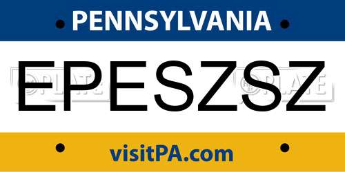 EPESZSZ Pennsylvania License Plate