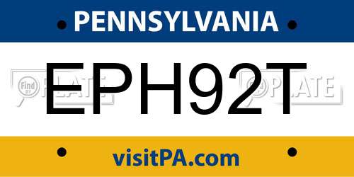 EPH92T Pennsylvania License Plate