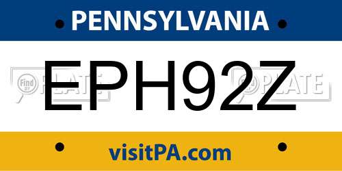 EPH92Z Pennsylvania License Plate