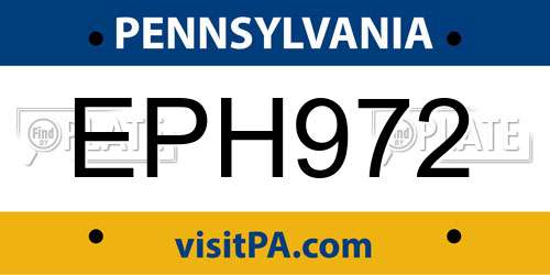 EPH972 Pennsylvania License Plate