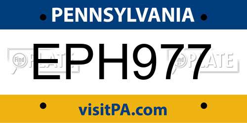 EPH977 Pennsylvania License Plate