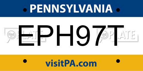 EPH97T Pennsylvania License Plate