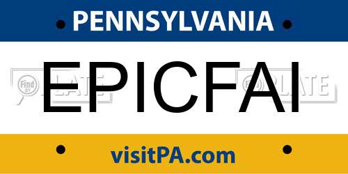 EPICFAI Pennsylvania License Plate