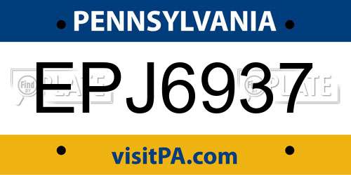 EPJ6937 license plate in PA state