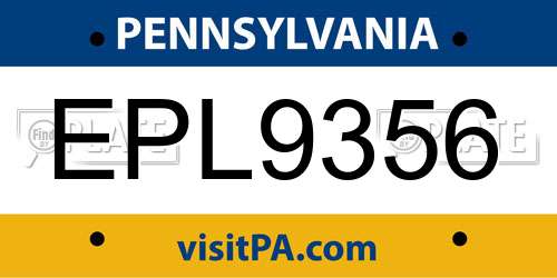 EPL9356 Pennsylvania License Plate