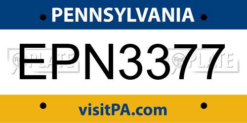 EPN3377 Pennsylvania License Plate
