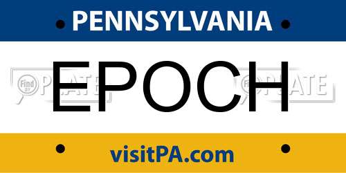 EPOCH Pennsylvania License Plate