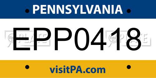 EPP0418 Pennsylvania License Plate
