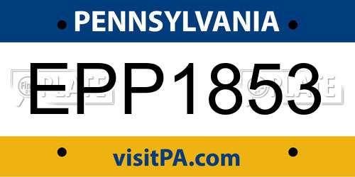EPP1853 Pennsylvania License Plate