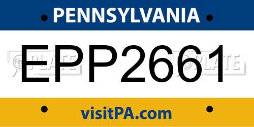 EPP2661 Pennsylvania License Plate