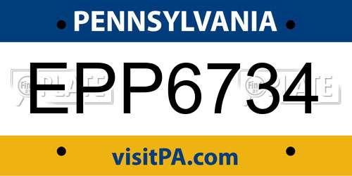 EPP6734 Pennsylvania License Plate