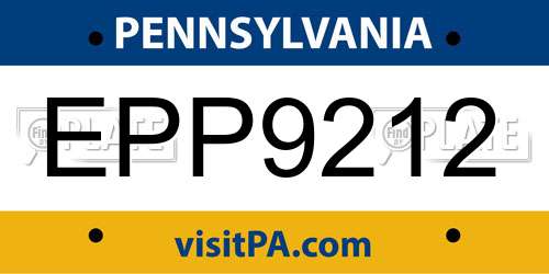 EPP9212 Pennsylvania License Plate