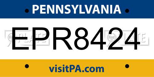 EPR8424 Pennsylvania License Plate