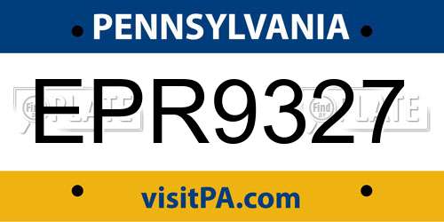 EPR9327 Pennsylvania License Plate
