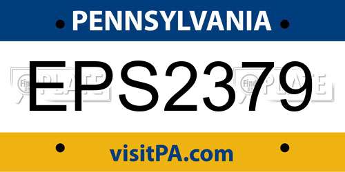 EPS2379 Pennsylvania License Plate