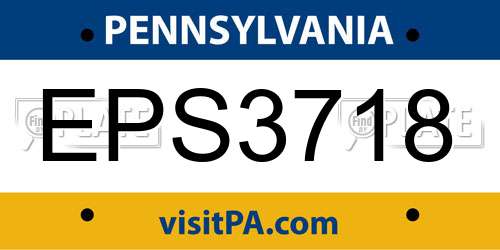 EPS3718 Pennsylvania License Plate
