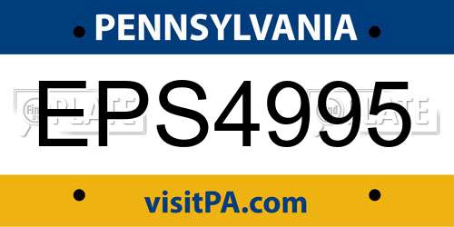 EPS4995 Pennsylvania License Plate