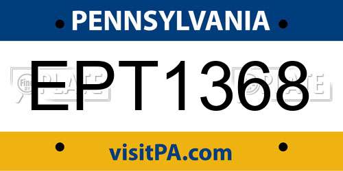 EPT1368 Pennsylvania License Plate