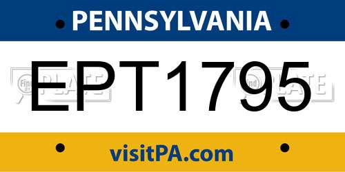 EPT1795 Pennsylvania License Plate