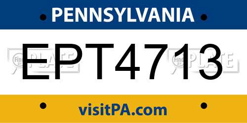 EPT4713 Pennsylvania License Plate